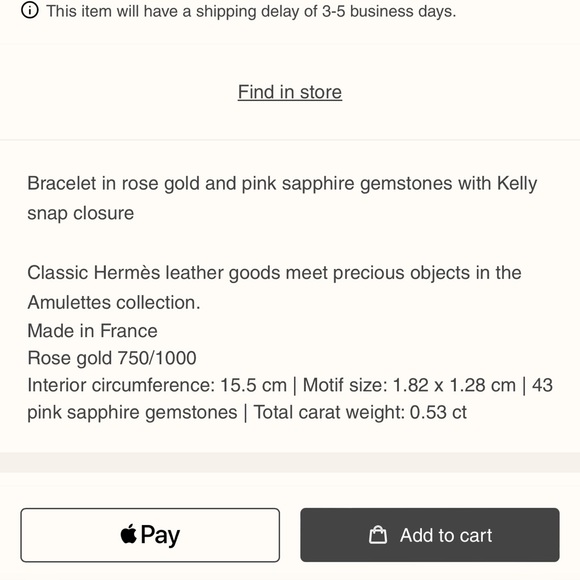 🩷SOLD🩷Authentic Hermes Constance bracelet rose gold with pink sapphires - Picture 5 of 11